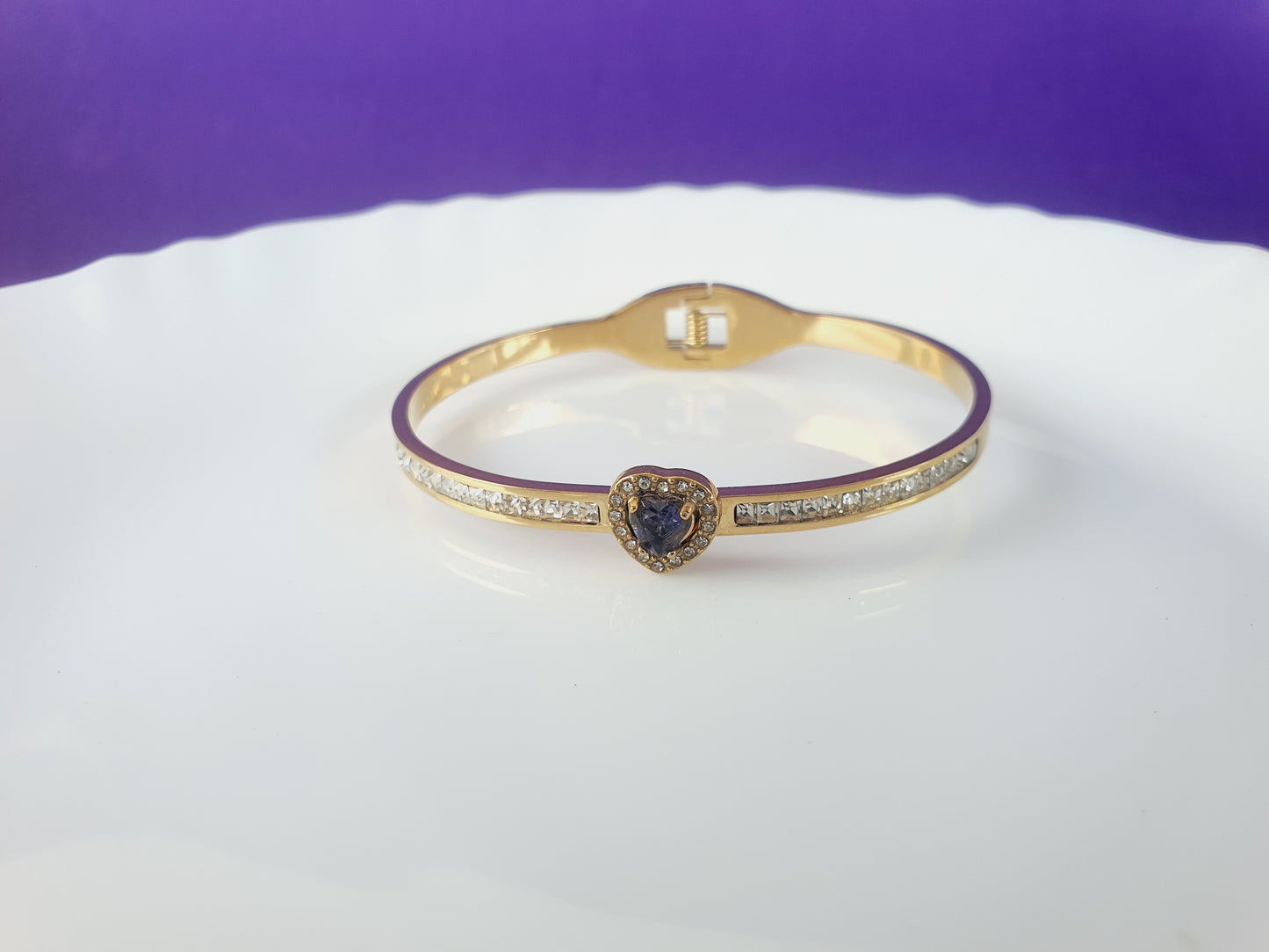 GOLD VIOLET HEART STONE BRACELET X