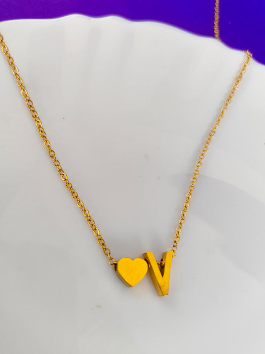 LETTER V GOLD CHAIN N