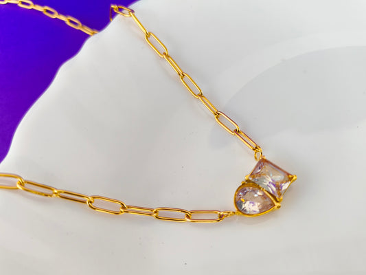 GOLD WHITE STONE CHAIN J5 S8