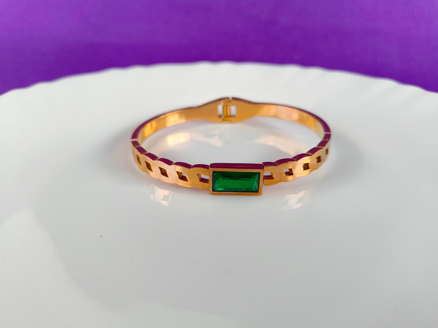 ROSEGOLD GREEN STONE BRACELET X