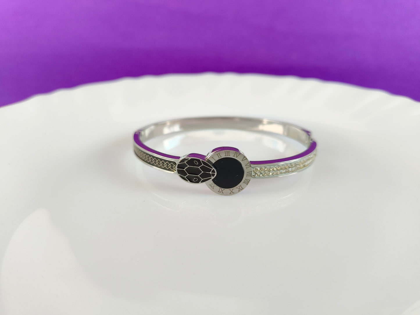 SILVER BLACK SNAKE BRACELET