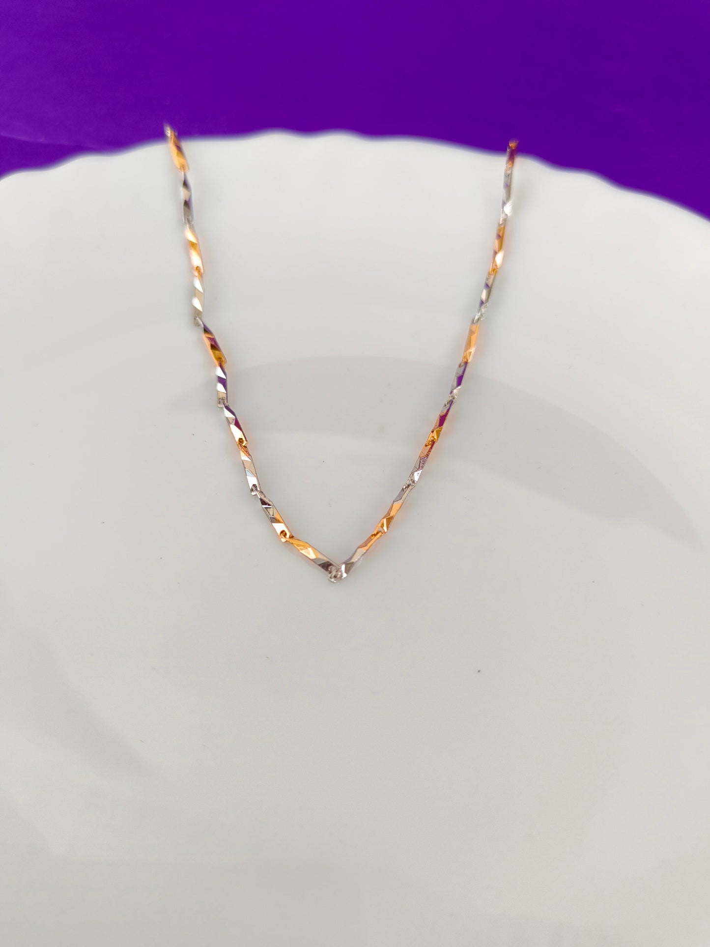 UNISEX ROSEGOLD SILVER CHAIN T U