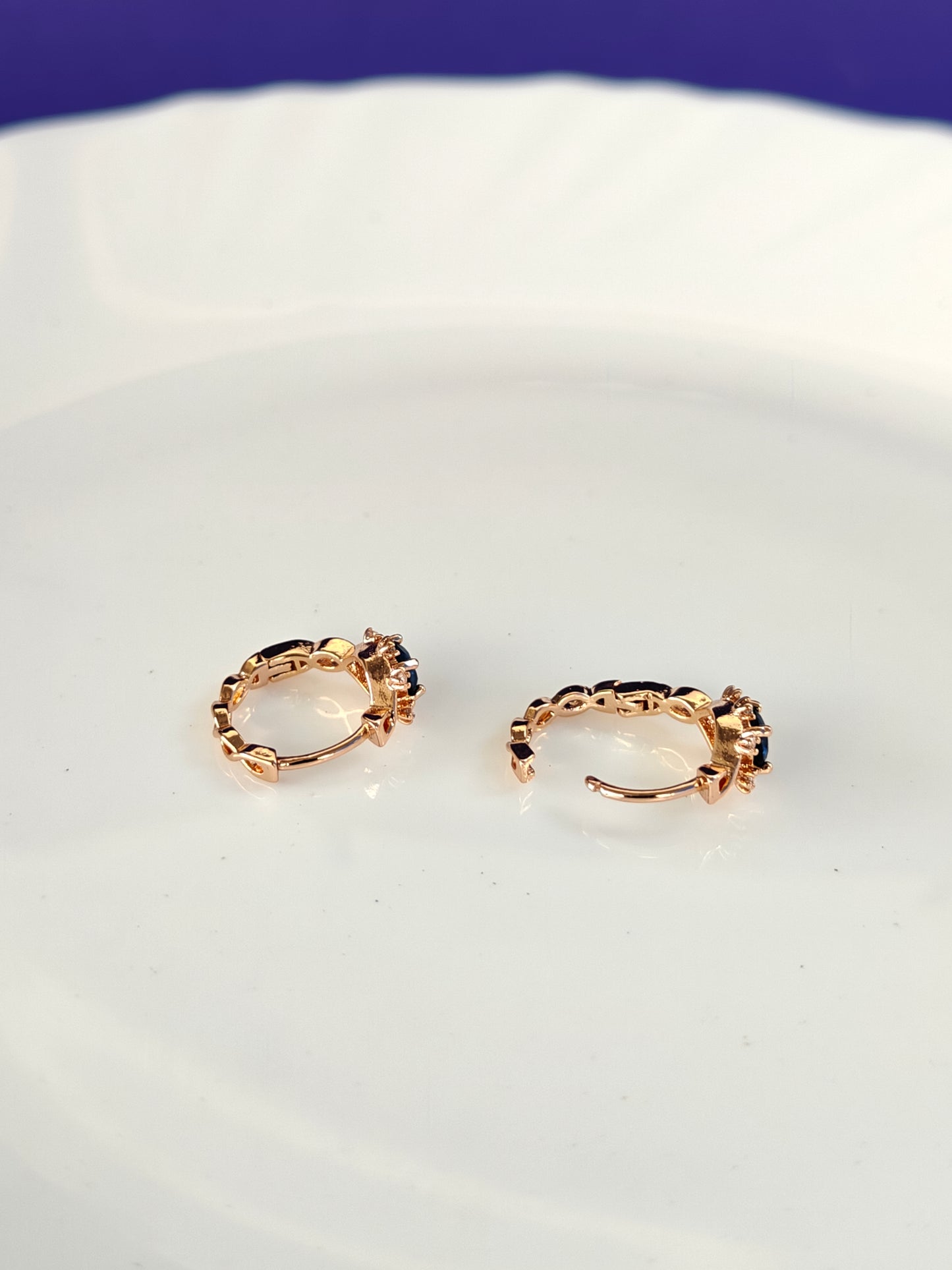 ROSEGOLD EARRING Z15 Blue stone
