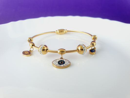 GOLD EVIL EYE SPIRAL BRACELET X