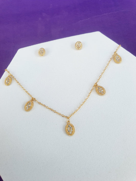 FULLY ADJUSTABLE GOLD CHAIN COMBO WITH EARRINGS G CEI X