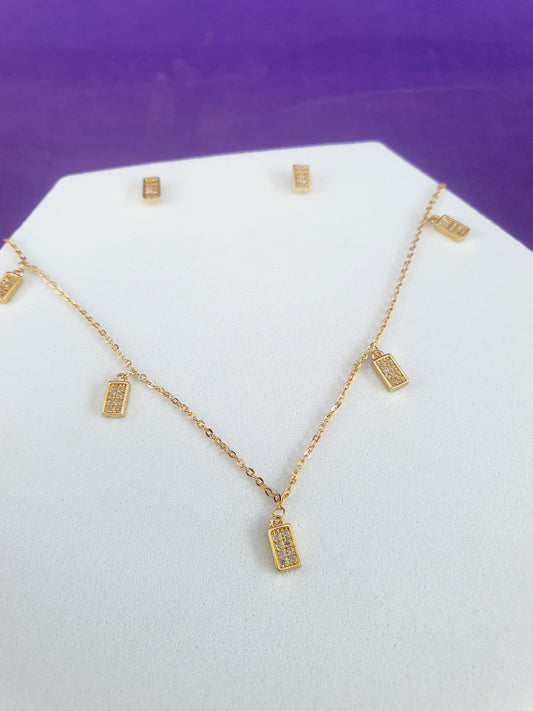 FULLY ADJUSTABLE GOLD CHAIN COMBO WITH EARRINGS  B CEI X