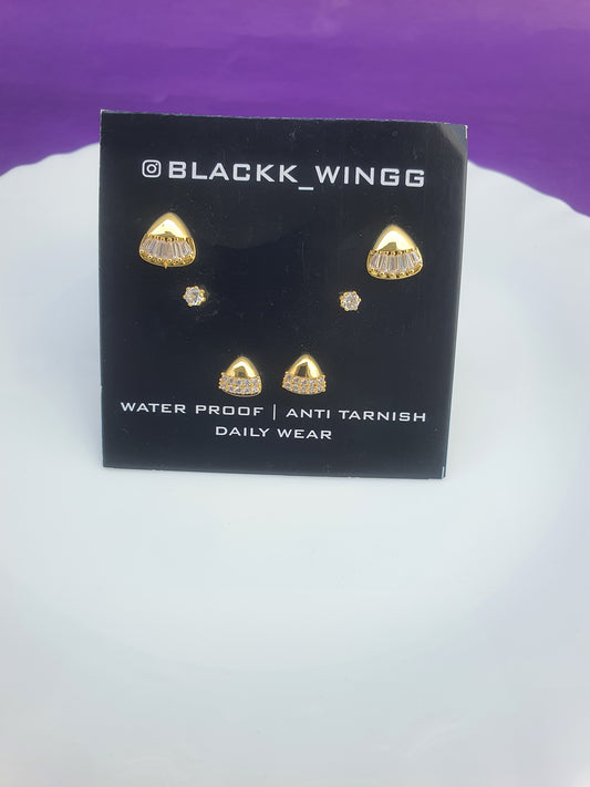 GOLD COMBO EARRING Z Y X