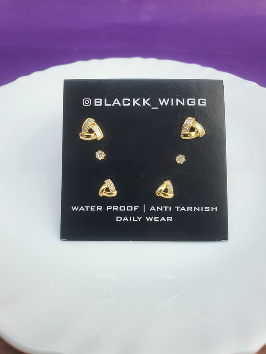 GOLD COMBO EARRING Q Y X