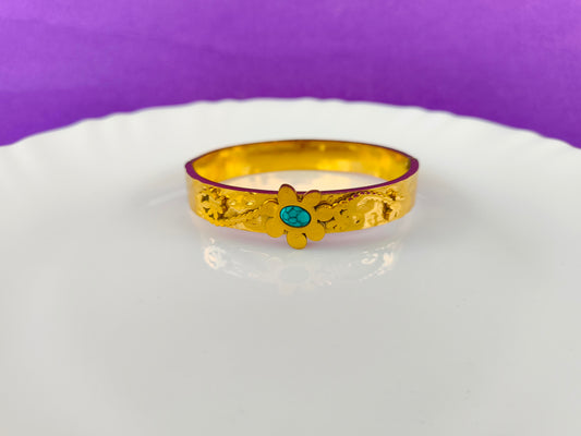 GOLD BLUE  FLOWER BRACELET