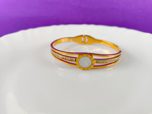 GOLD WHITE ENAMEL ROUND BRACELET