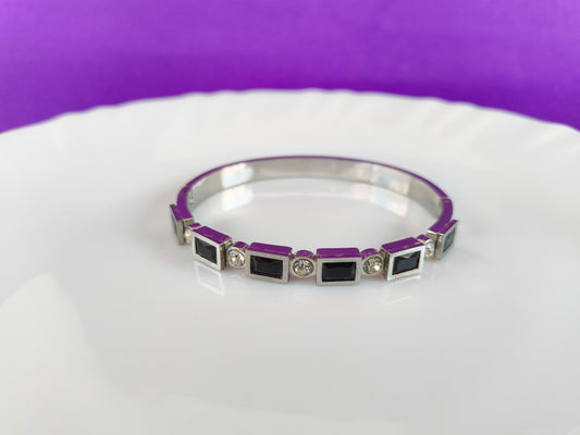 SILVER BLACK STONE BRACELET