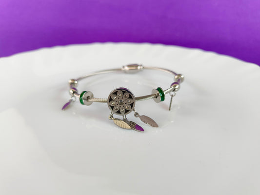 SILVER DREAM CATCHER MAGNETIC LOCK BRACELET
