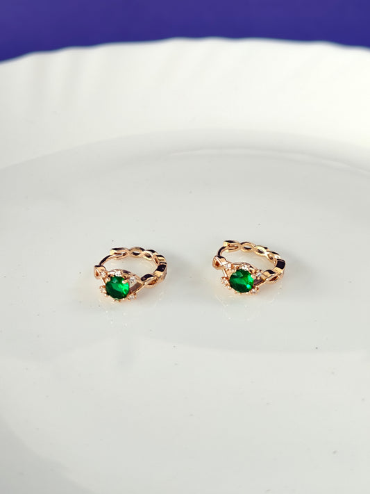 ROSEGOLD EARRING Z15 Green stone