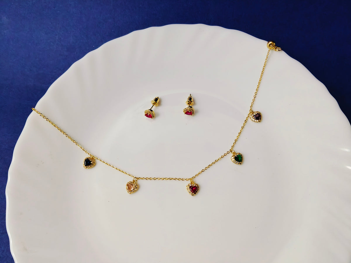 FULLY ADJUSTABLE GOLD CHAIN COMBO WITH EARRINGS