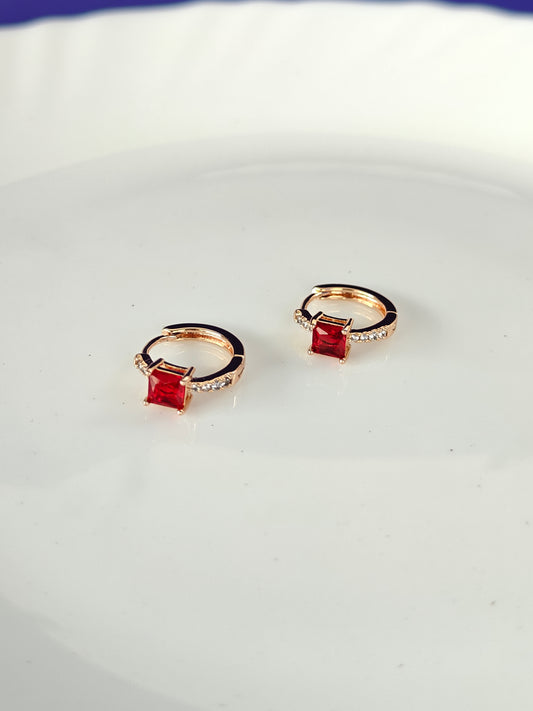 ROSEGOLD EARRING Z15 Red stone