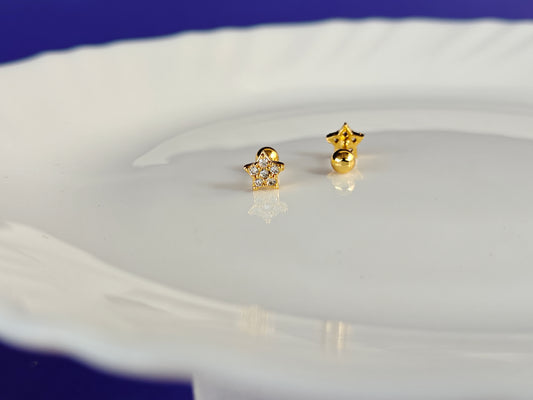 SCREW TYPE GOLD EARRINGS ANTI TARNISH