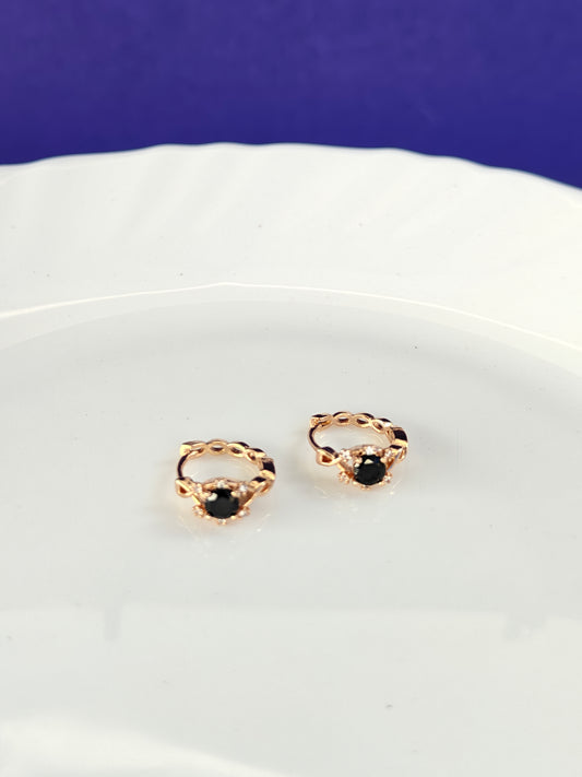ROSEGOLD EARRING Z15 Black stone