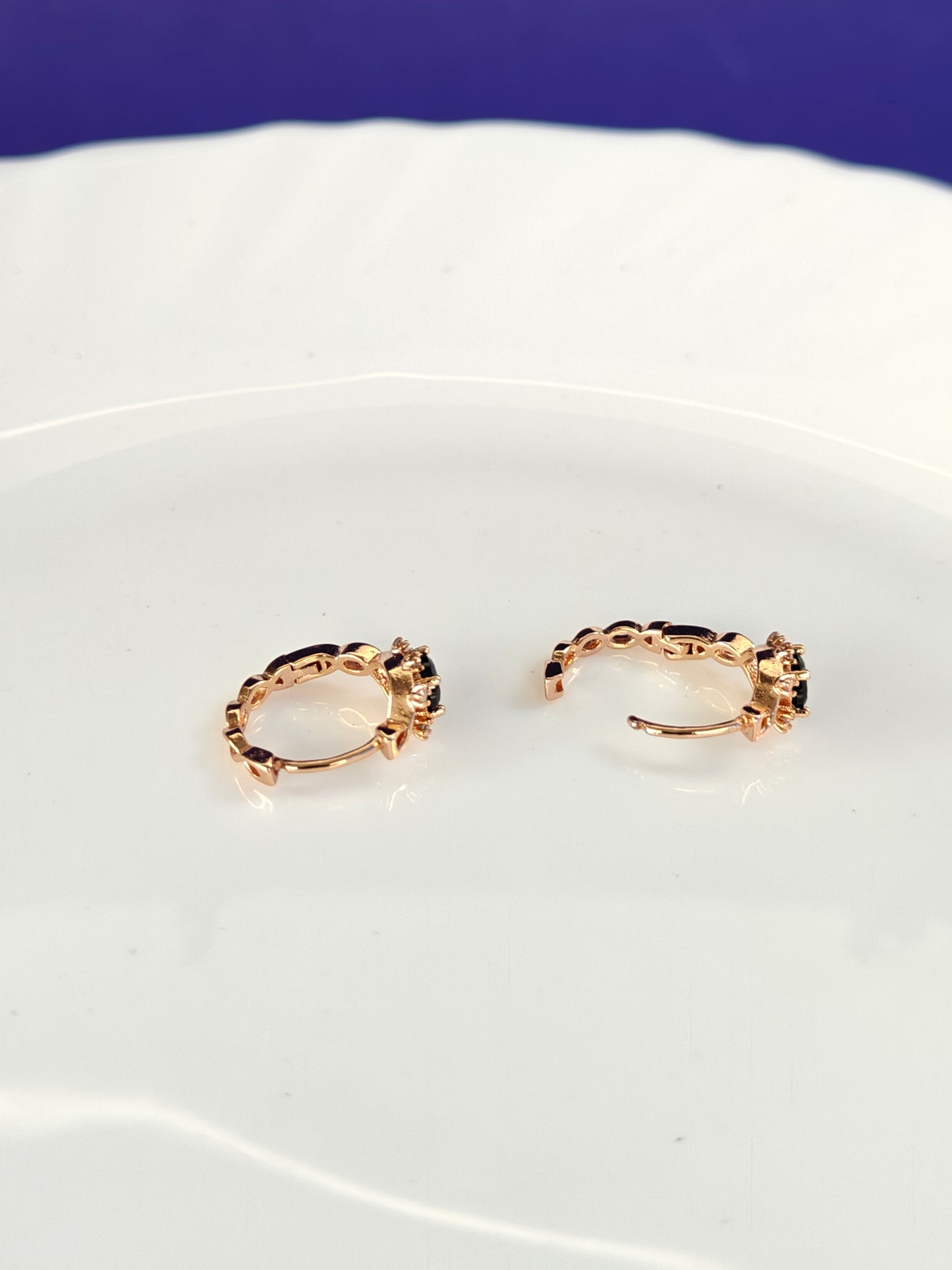ROSEGOLD EARRING Z15 Black stone