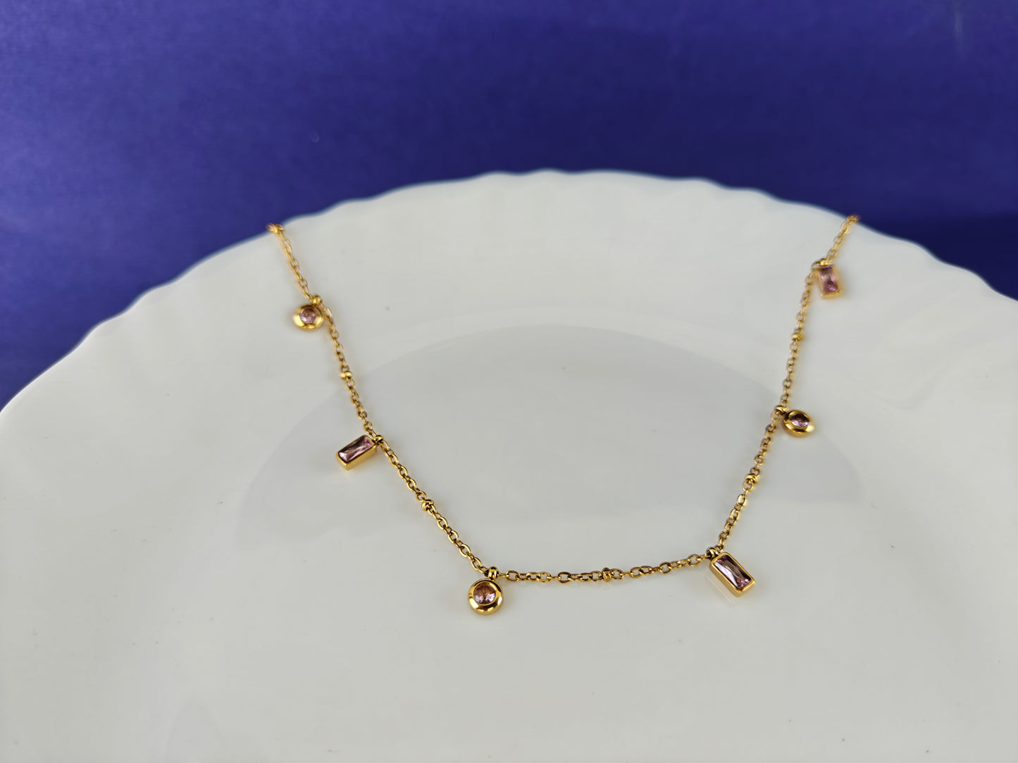CHARM GOLD CHAIN A1  9M' PINK STONE
