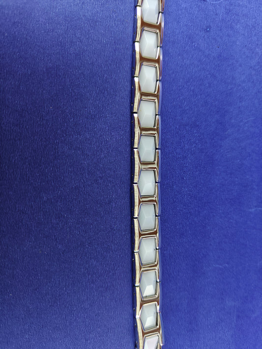 MENS SILVER WHITE CHAIN BRACELET H xx