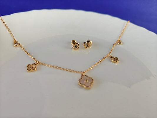 FULLY ADJUSTABLE GOLD CHAIN COMBO WITH EARRINGS