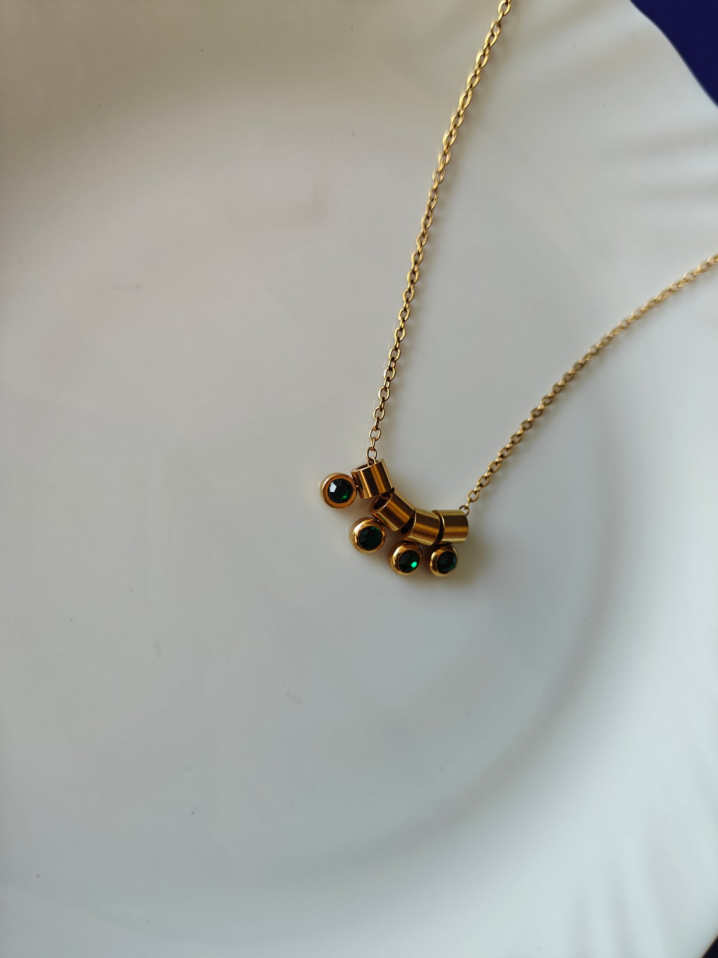 CHARM GOLD CHAIN  J6 7M' Green Stone