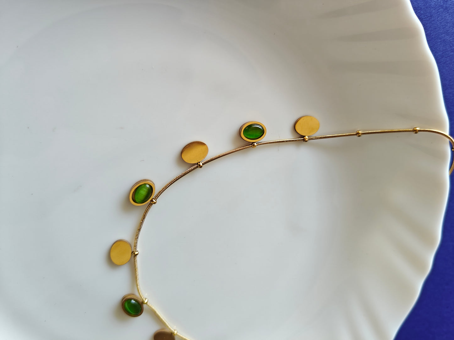CHARM GOLD CHAIN G 11M' Green Stone