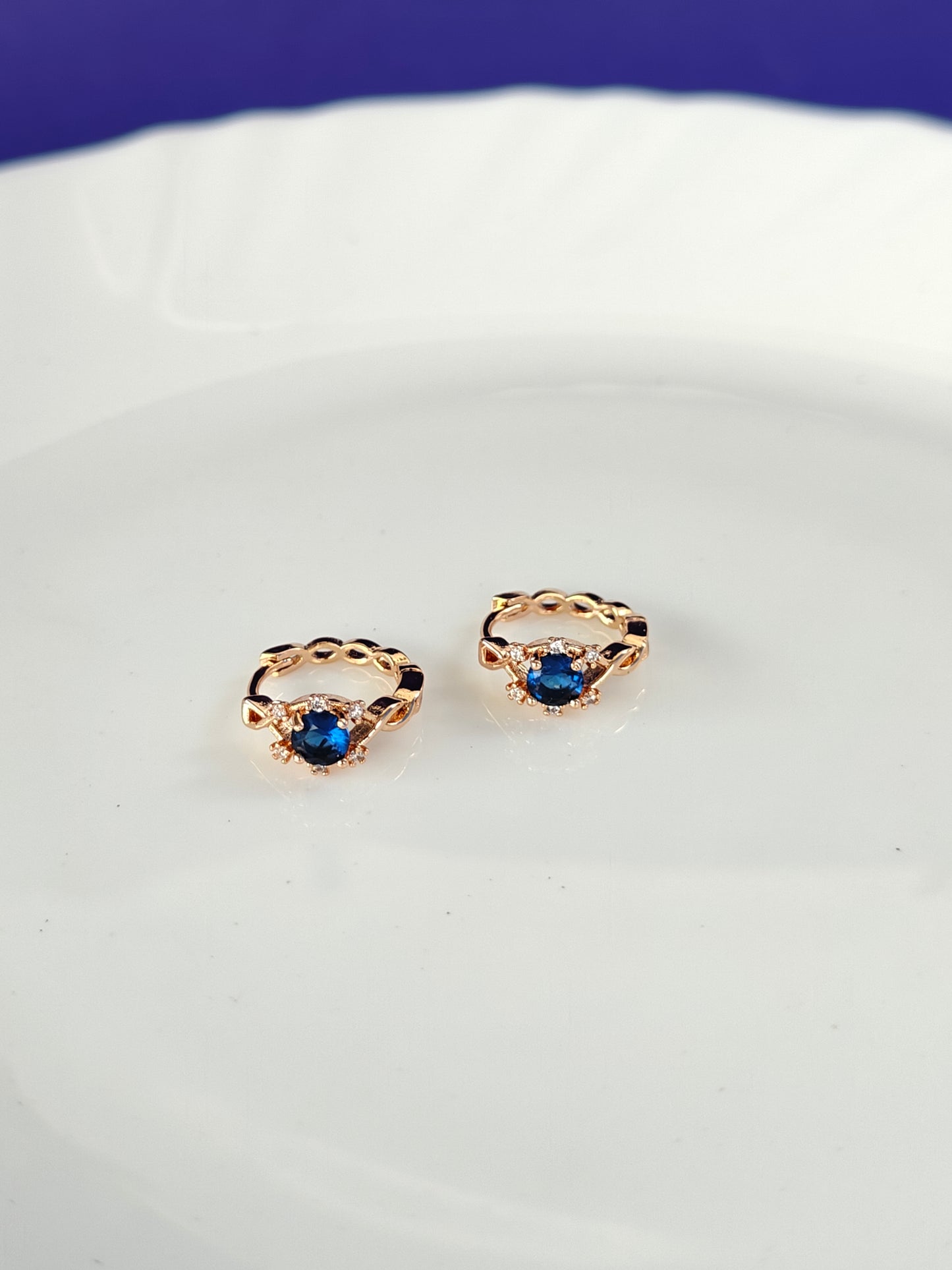 ROSEGOLD EARRING Z15 Blue stone
