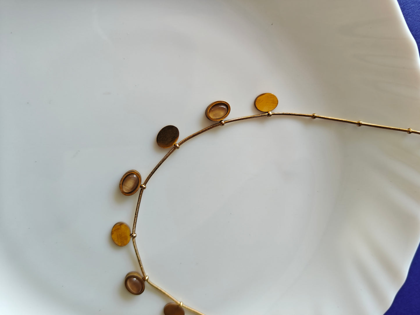 CHARM GOLD CHAIN H 11M' Light Brown stone