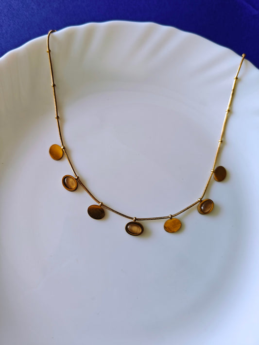CHARM GOLD CHAIN H 11M' Light Brown stone