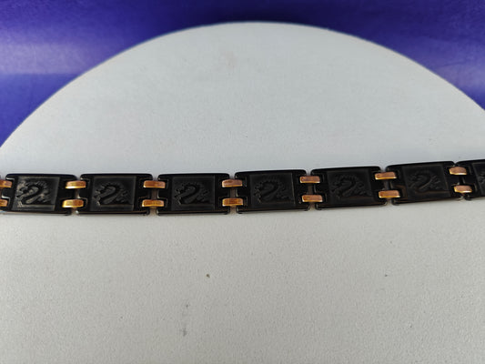 MENS BLACK GOLD CHAIN BRACELET M xx