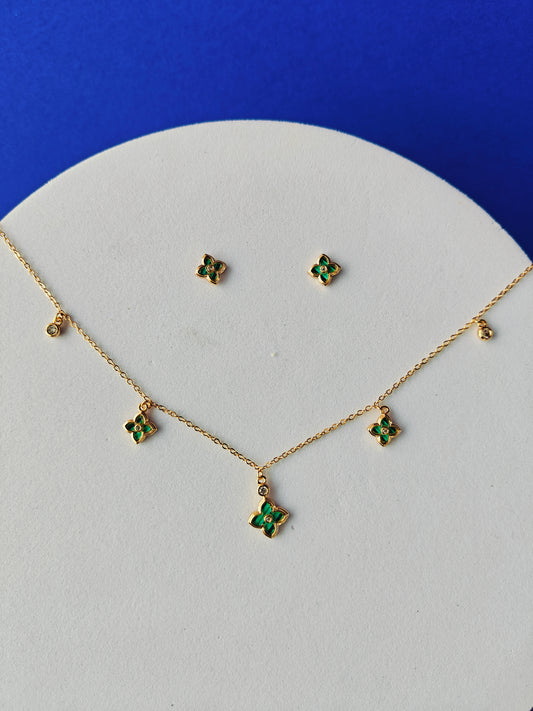 FULLY ADJUSTABLE GOLD CHAIN COMBO WITH EARRINGS.