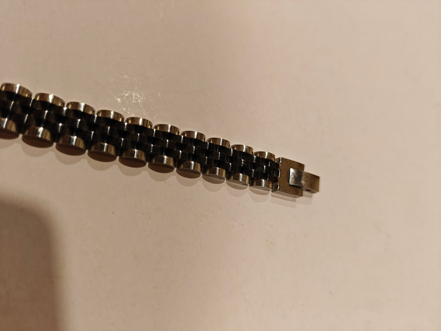 MENS SILVER BLACK CHAIN BRACELET E xx